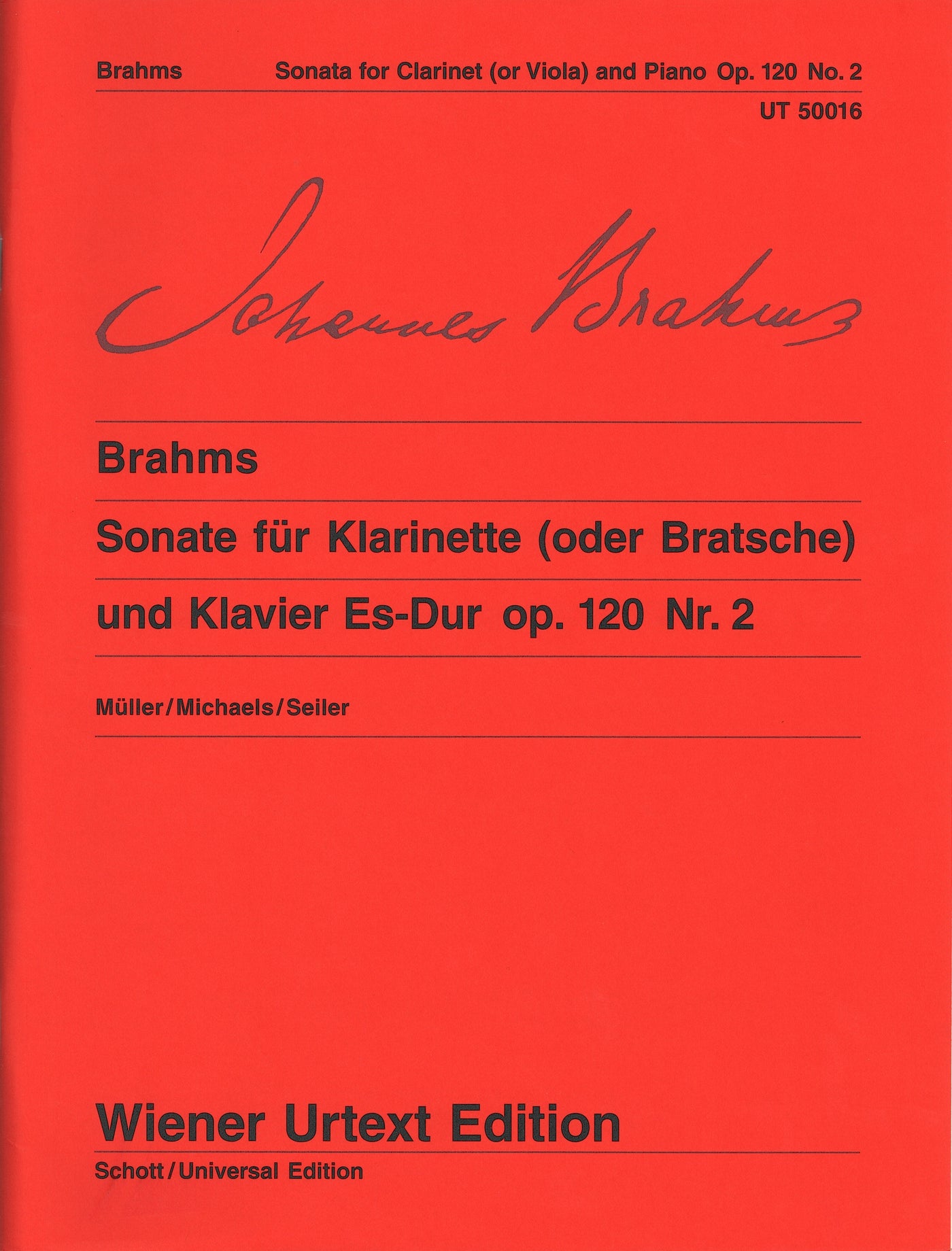 ブラームス：クラリネット・ソナタ 第2番 変ホ長調 Op. 120　No. 2／Clarinet Sonata Op. 120 No. 2（Cl.ソロ）