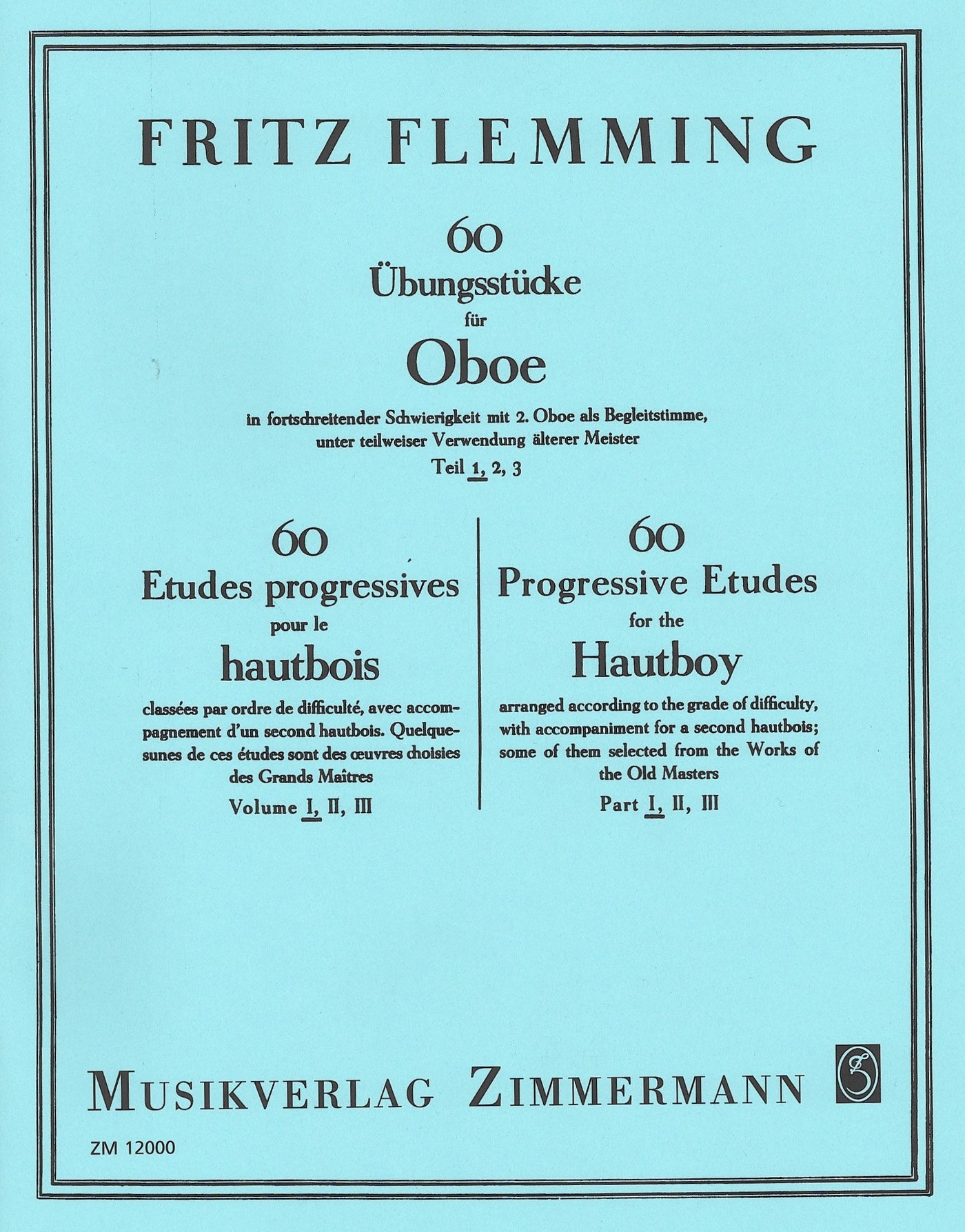 60の段階的練習曲 第1巻（オーボエ）／60 Progressive Etudes Volume 1